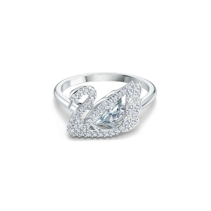 Swarovski Dancing Swan Swan Inlaid Crystal Ring Women s White 5534842+5520712+5534843
