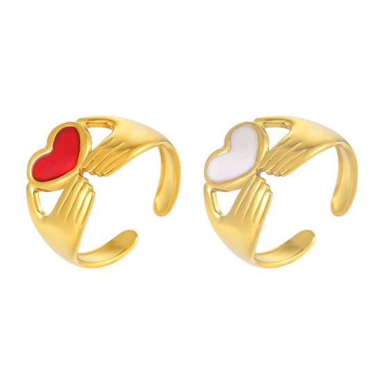 Holding Heat Hands Open Women Adjustable Ring for Enamel