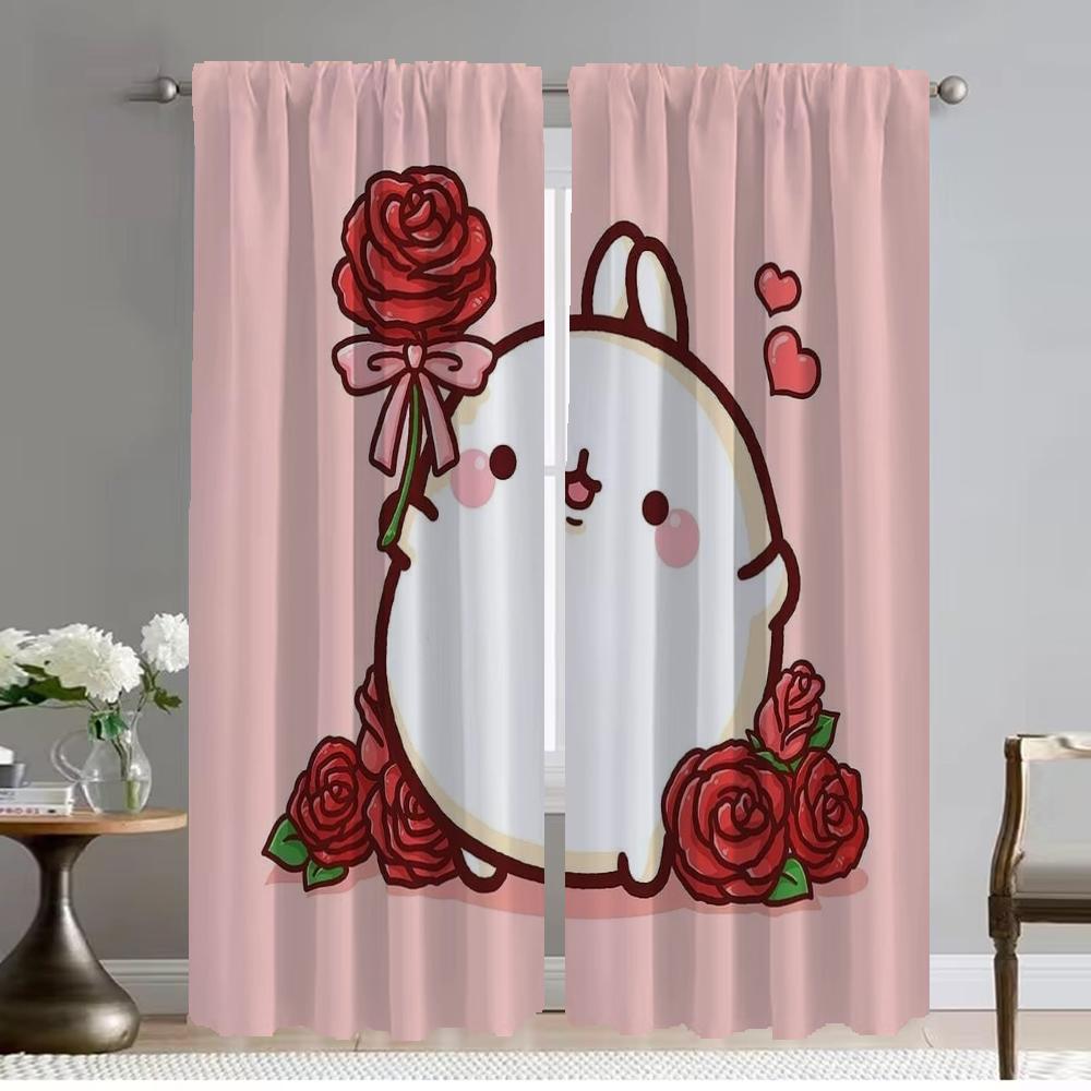 

Современные шторы для гостиной 2 штуки Шторы Molang для спальни оконная занавеска Хэллоуин украшение шторы перегородка кухня W50xH70cmx2pcs-CL