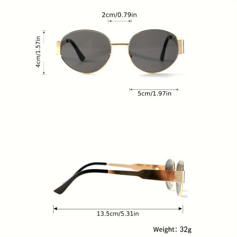 1pc Oval Metal Frame Decorative Eyeglasses PC Lens Wide Brim Suitable for Hiking Travel and Po Shooting