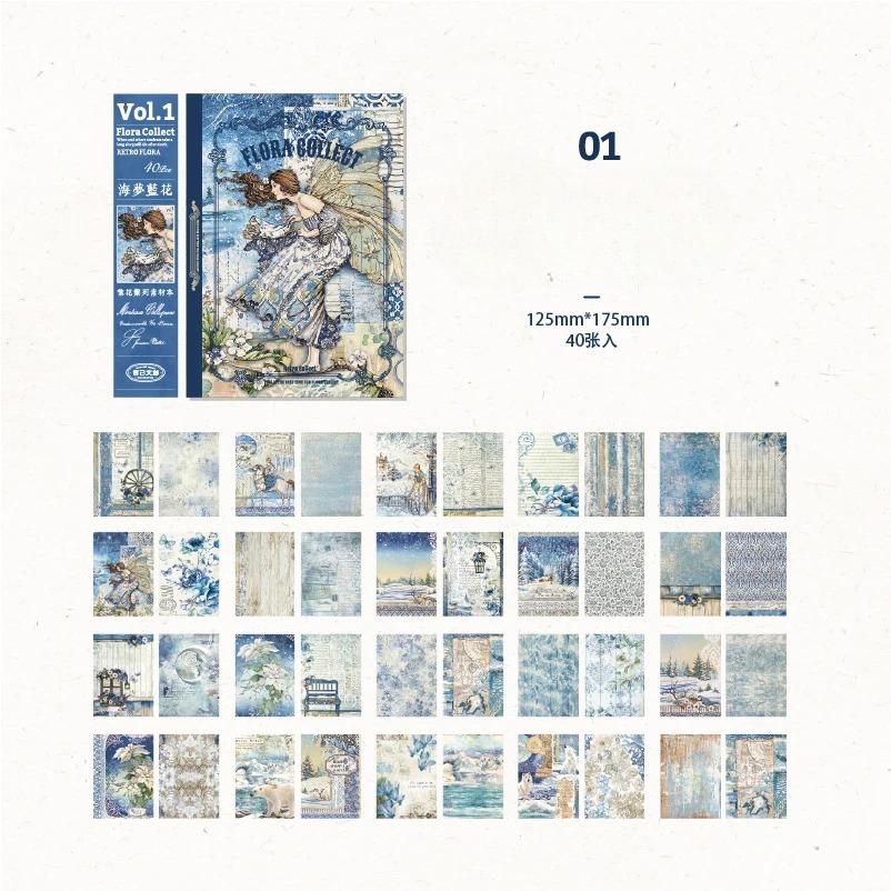 

40 неповторних великого розміру, вінтажний матеріал, папір, двосторонній матеріал, книга, ретро, ​​скрапбукінг, щоденник, декор, канцтовари 01 різнокольоровий