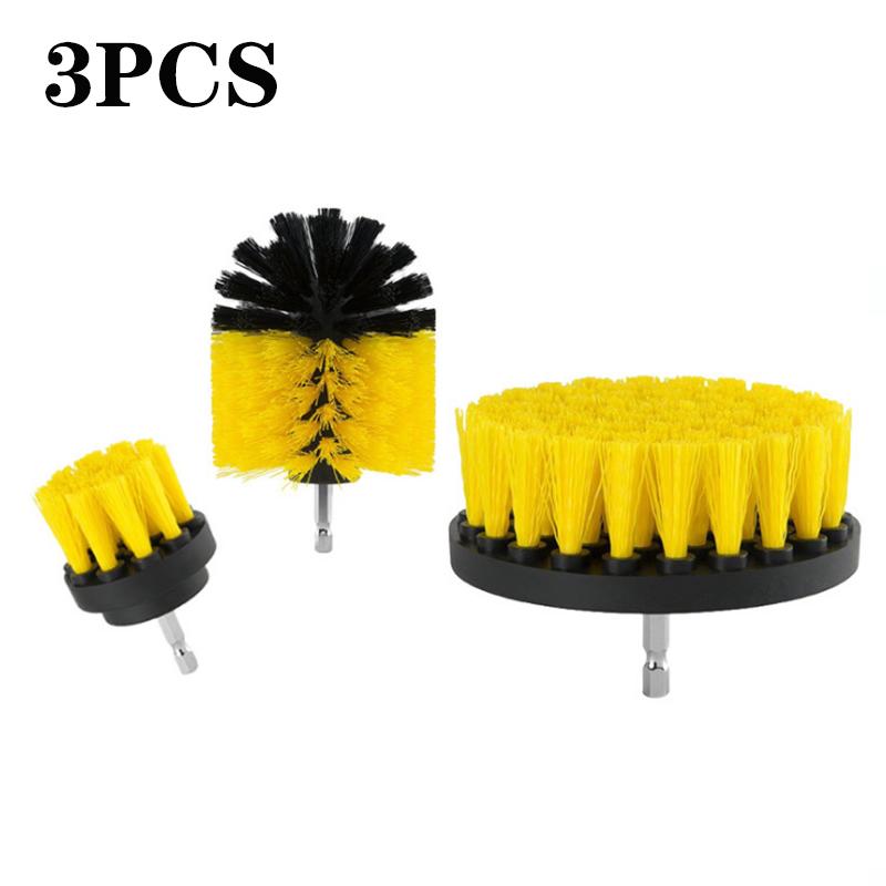3pcs Universal Electric Drill Brush Head Cleaning Household Tools Floor Tile Polishing Kitchen Bathroom Car Wash Descaling Set