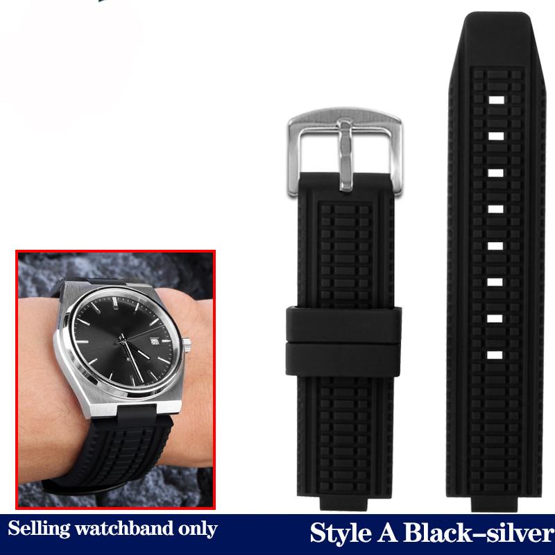 Gummi-Uhrenarmband für Tissot PRX Serie Super Player T137.410 Armband Sport Wasserdicht Silikon Weiches Armband Schwarz Blau 24x12mm