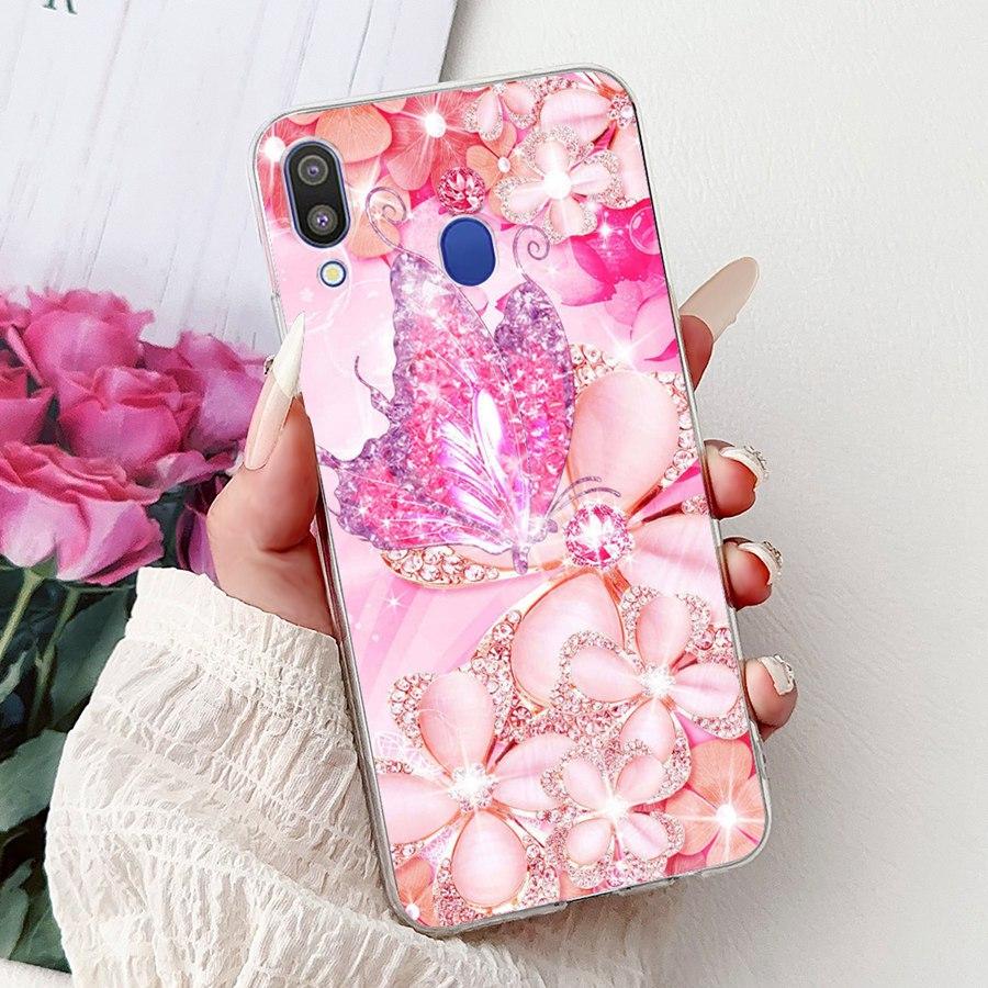 For Samsung Galaxy M20 Case SM-M205F Soft Silicone Butterfly Painted Phone Case Cover for SamsungM30 M 20 M 30 M305F Capa