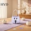 Halloween Candy Holder Cute Treat or Trick Bag with Handle for Kids, Reusable Non Bucket Woven Goodie Bag, Soft Handbag Basket Party Favors