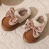 Fashion Comemore Bow Women Winter Toe Wrap Warm Solid Cotton Slippers Thick Soft Sole Slides Femmer Indoor Floor Flat Home Slipper Shoes