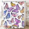 Beautiful Butterfly Pattern Shower Curtain Purple Pink Yellow Blue Flowers Decorative Bathroom Fabric Waterproof Tpu Membrane Wa