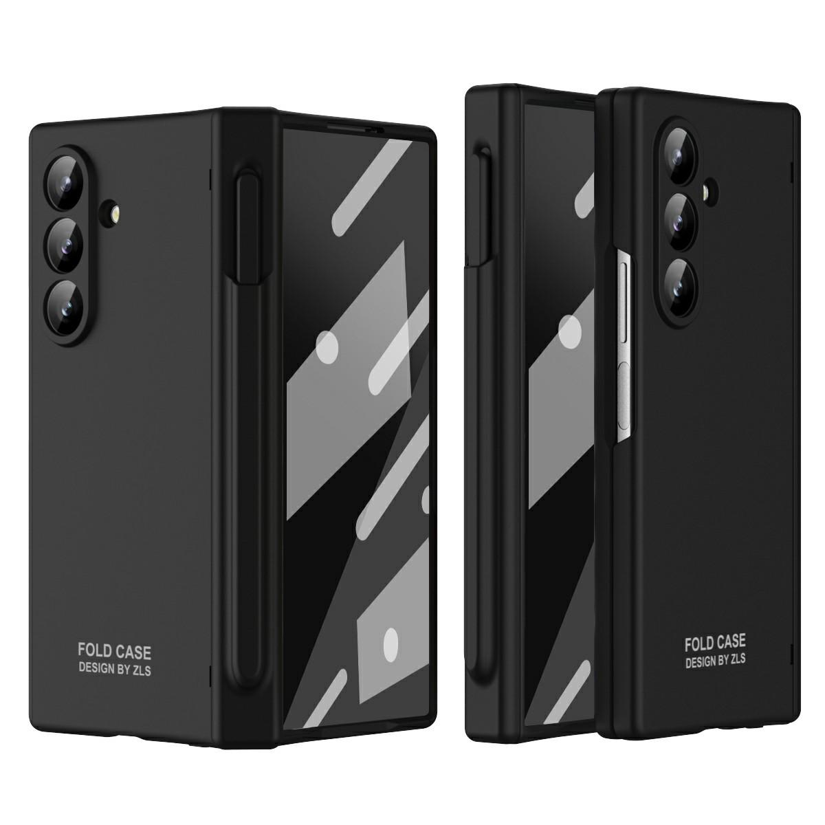 

For Samsung Galaxy Z Fold7 5G Case Folding PC Phone Cover with Stylus/Tempered Glass Film Black