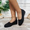 Black Shallow Mouth Round Toe Women Flats  Knit Ballet Flat Shoes Casual  Slip on Loafers  for Women