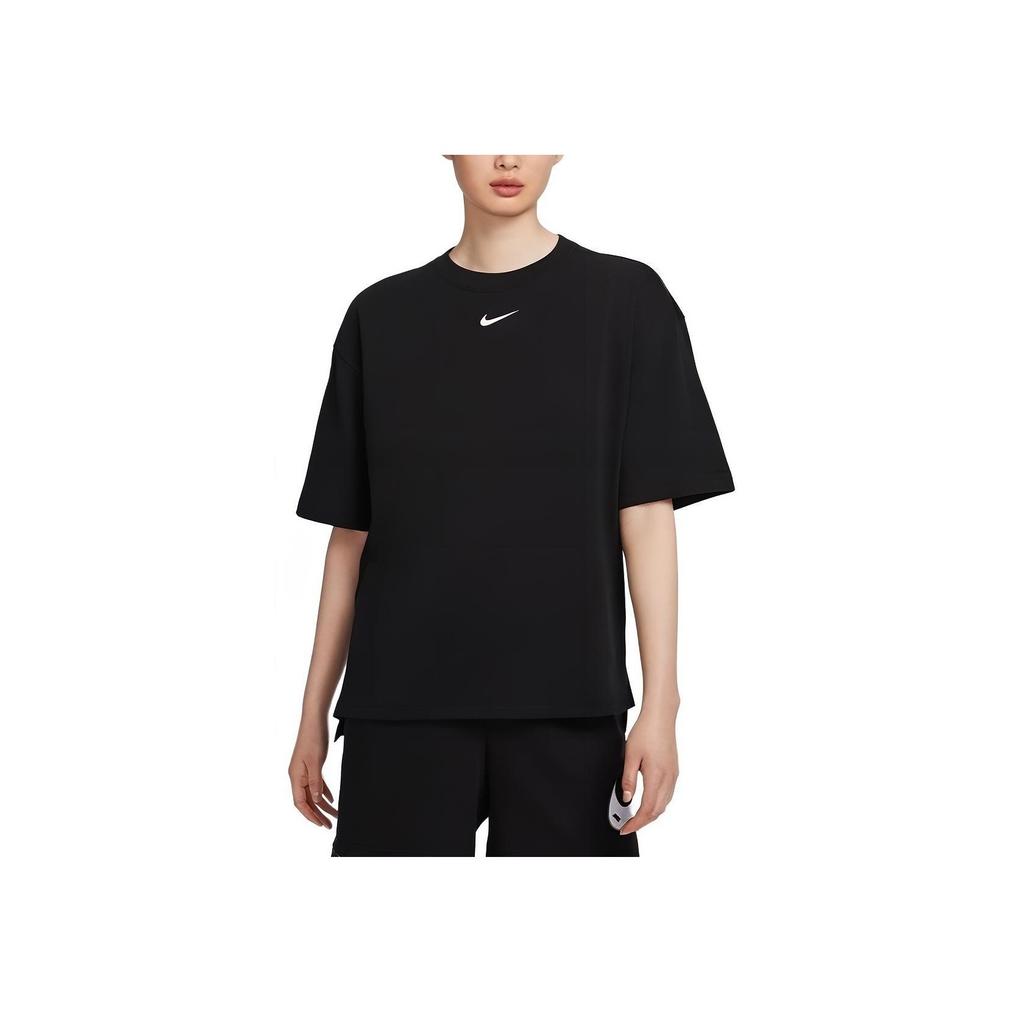 Nike Solid Color Logo Fashion Comfortable Casual Round Neck Sport T-Shirt With Drop Shoulder Sleeves Women Tops Black HJ3947-010