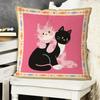 Cute Pink Polka-Dot Cat Pillow  Home Decor Pillow for Sofas, Beds, and Backrests  Car Headrest Pillow