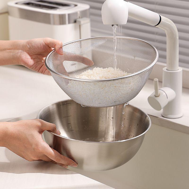 Stainless Steel Colander: Multi-Use Draining Basket for Vegetables, Rice, and Fruits