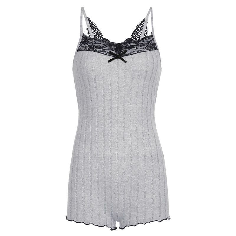 

Большой кружевной комбинезон пэчворк с бабочкой, кружевной комбинезон шорты с большим бантом Grey L