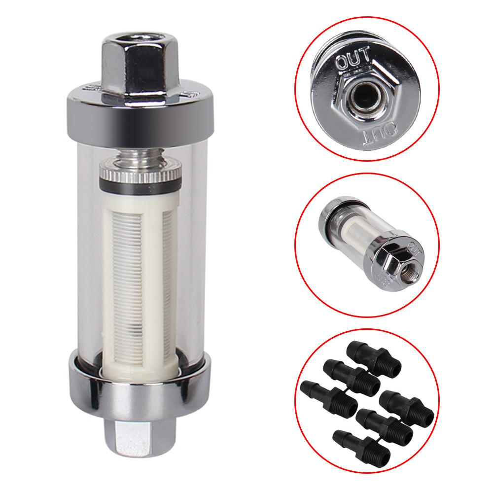 2Pcs Universal 1/4" 5/16" 3/8"  Reusable Washable Inline Fuel Filter