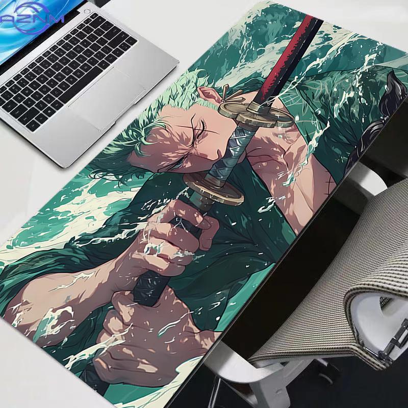 New Mouse Pads Big One Piece Roronoa Zoro Gamer Gaming Accessories Speed Keyboard Rubber Lock Edge Desk Mat Laptop Mousepad