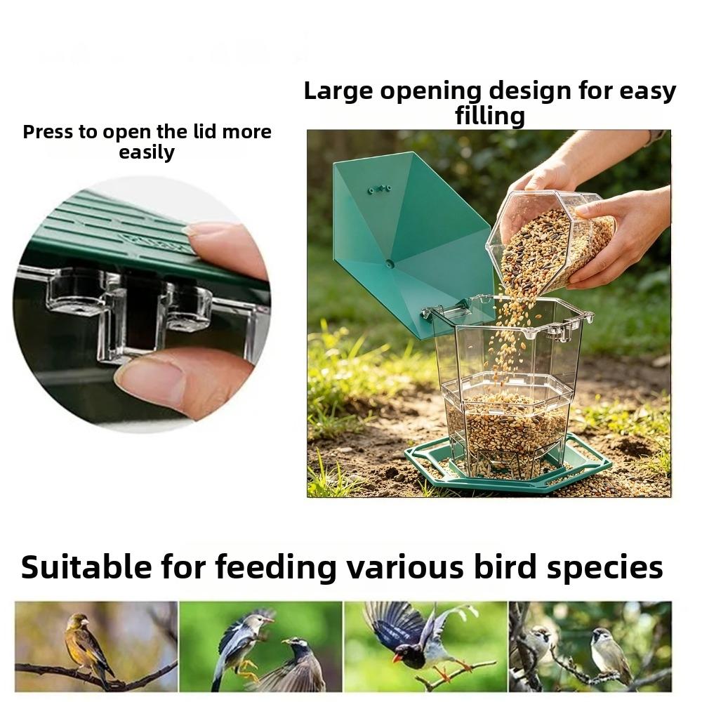Large Capacity Bird Food Tray Waterproof Bird Feeding Station Collapsible Bird Feeder  Garden