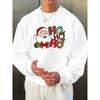 Christmas Men Multi-Color Crew Neck Sweatshirt Santa Plaid Leopard Letter Gift Print Festive Autumn Winter Loose Holiday Party Top