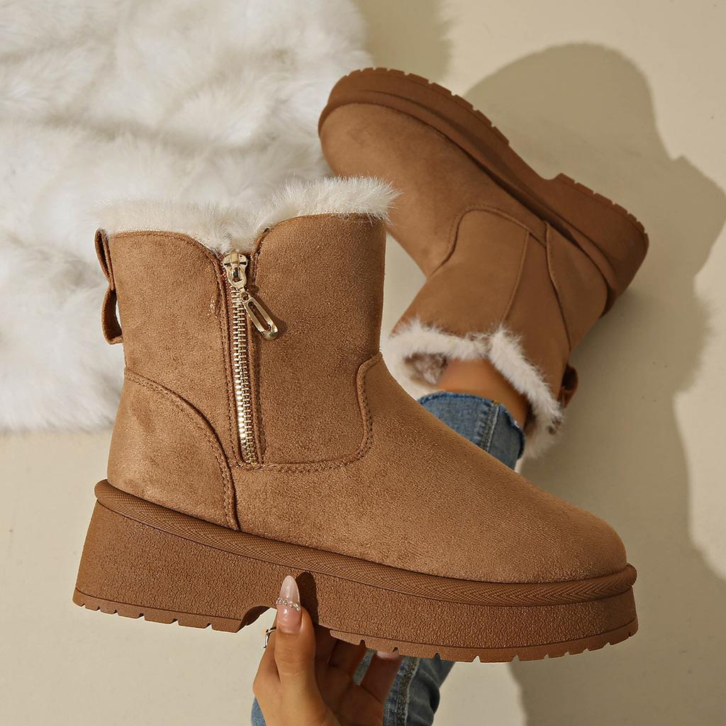 Women Thick Plush Snow Boots Trend Winter Non-slip Boots Woman Outdoor Keep Warm Cotton Shoes Comfortable Platform Ankle Booties
