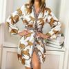 Women's pajamas, sexy V-neck leopard print nightgown, European and American style loungewear set