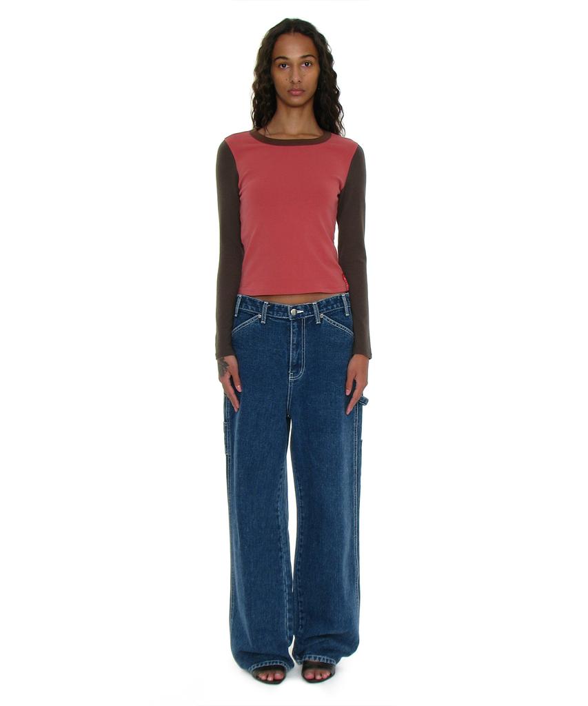 PARTIMENTO WOMEN Pwc Colorblock Baby Long Sleeve Tee_Brick