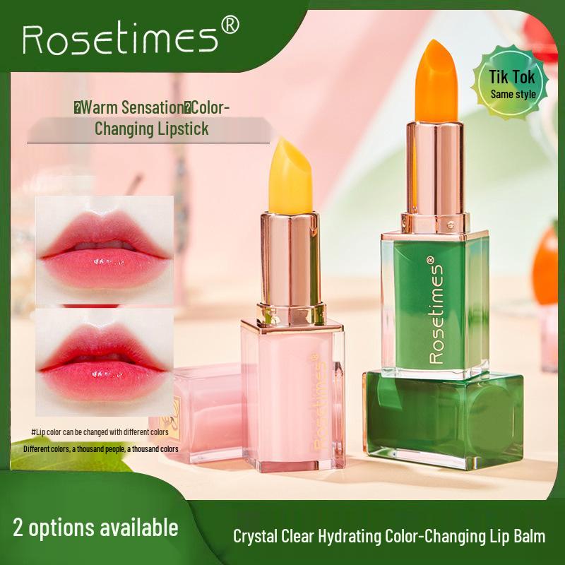 Carotene Cherry Red Color-Changing Lip Balm - Moisturizing, Temperature-Sensing, Non-Stick, Bare-Faced Lipstick for Students