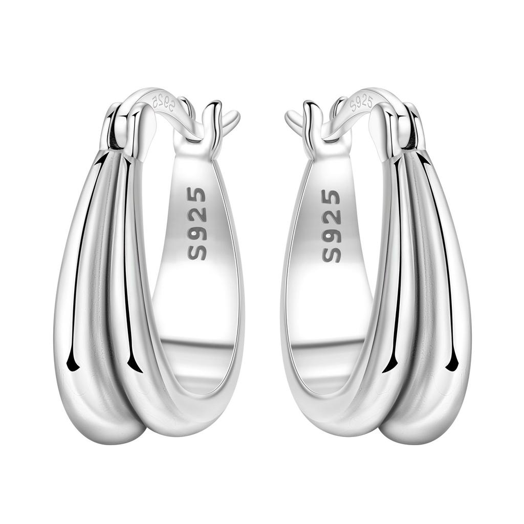 925 Sterling Silver Simple Gold U-shaped Earrings Jewelry Versatile Hoop Earrings for Women Jewelry Fine Birthday Party Gifts
