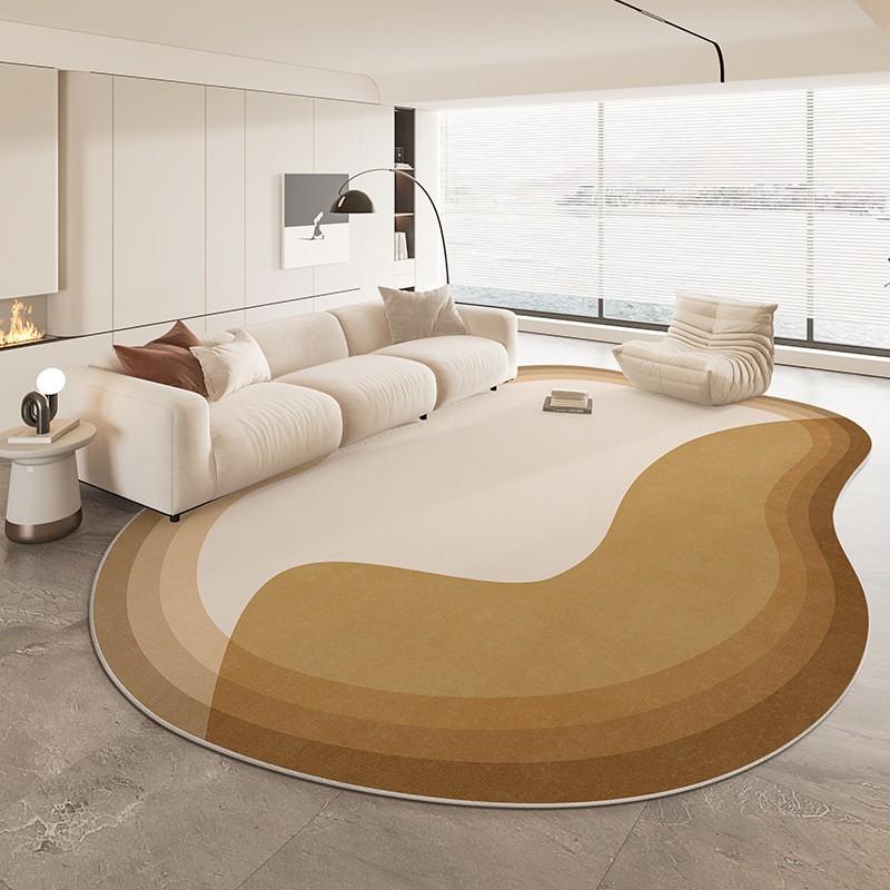 Modern Abstract Irregular Shape Area Rug Living Room Bedroom Non-Slip Washable Floor Mat Minimalist Cream Style