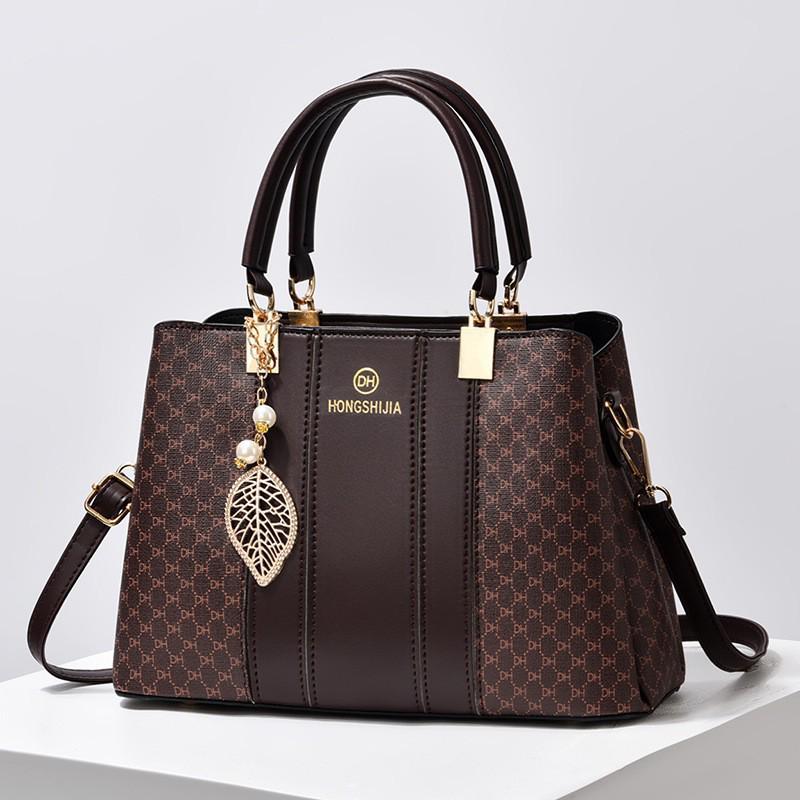 Korean Style Color Block Print Women's Large Capacity Shoulder Crossbody Handbag