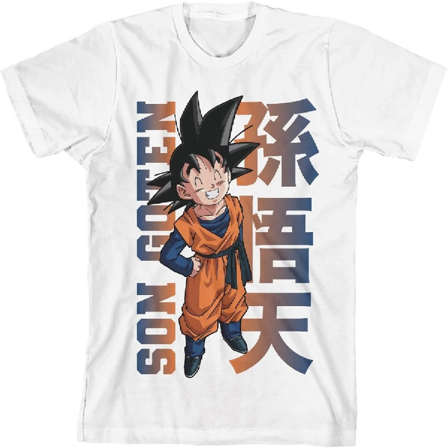 Dragon Ball Z Son Goten with Ombre Kanji Youth Boy s White T-Shirt S