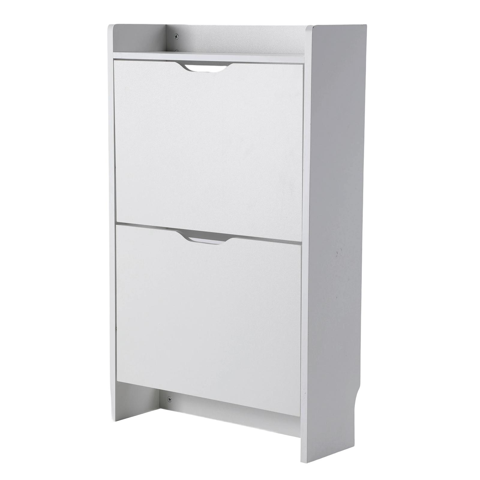2 Tier Flip Drawer Shoe Cabinet Narrow Free Standing Shoe Storage Organizer with Adjustable Panel for Entryway Bedroom Living белый 25190₽