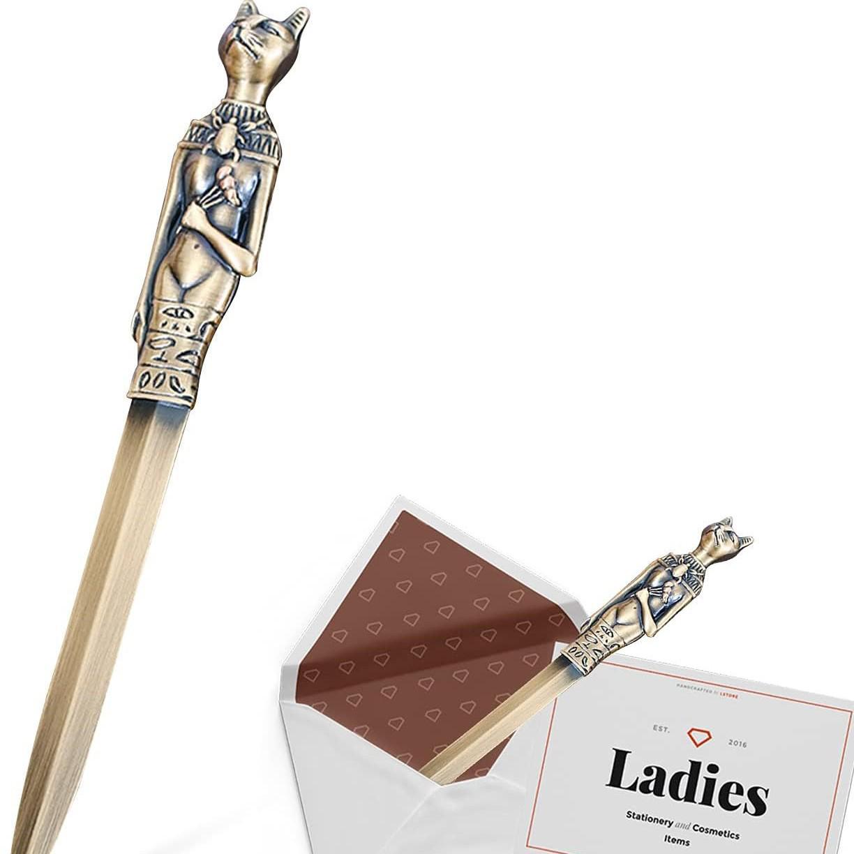 Egyptian-Style Zinc Alloy Retro Letter Opener - High-End Gift Craft for Office Document Handling