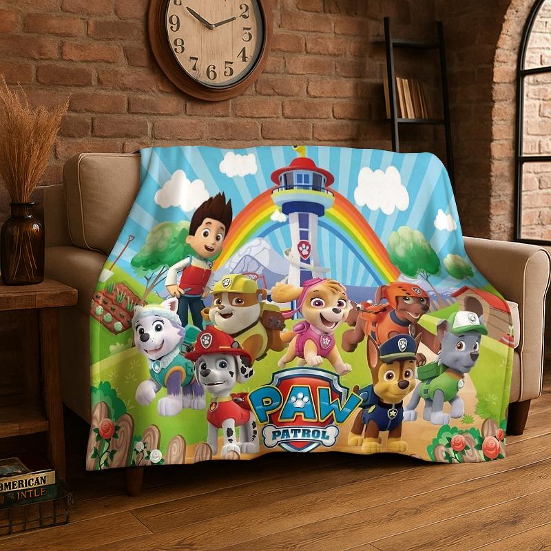 Cartoon P-Patrol Cute Dog Flannel Blanket Soft Warm Throw Blanket for Bedroom Living Room Bed Travel Camping Picnic Gift kids