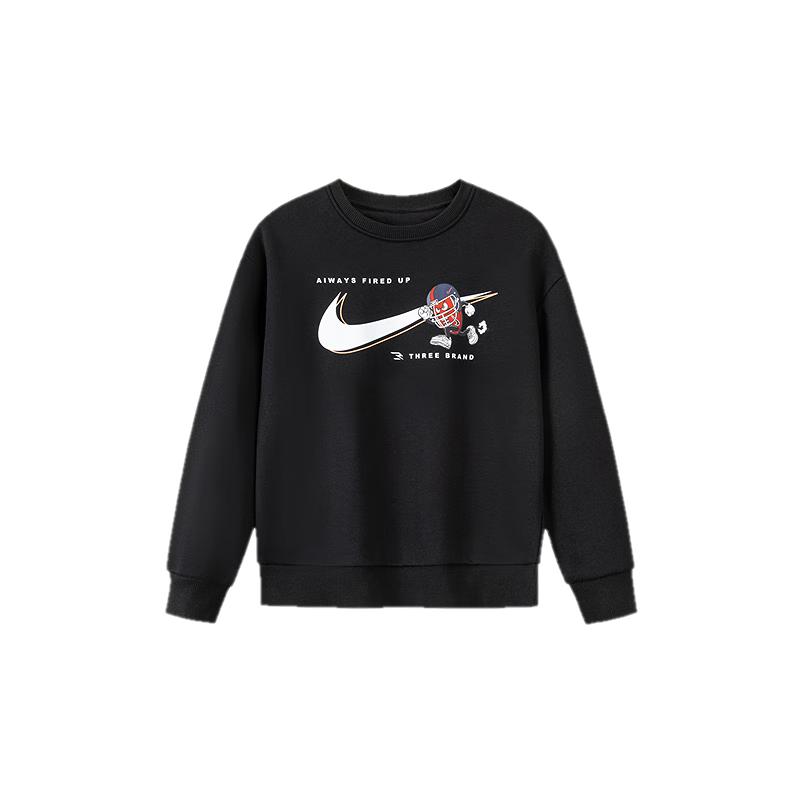Детская толстовка NIKE3BRAND с флисовой подкладкой и графическим принтом M чёрный