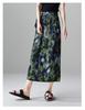 Fashionable printed pleated skirt 2026 summer thin commuting versatile mid length A-line skirt