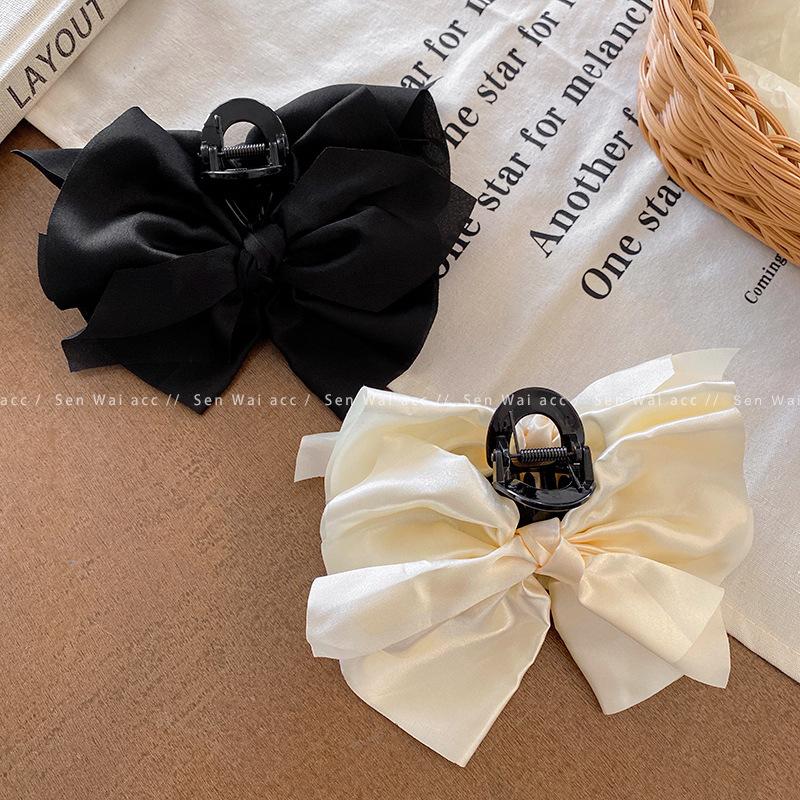 oversized bow grab clip hairpin female back of head senior shark clip hair
