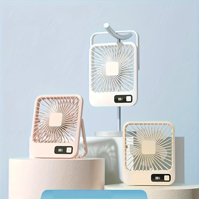 Mini Desktop Fan USB Charging Portable Fan Square Shape 1200mAh Rechargeable 5 Gears Portable Cooling Fan Quiet Operation Suitable