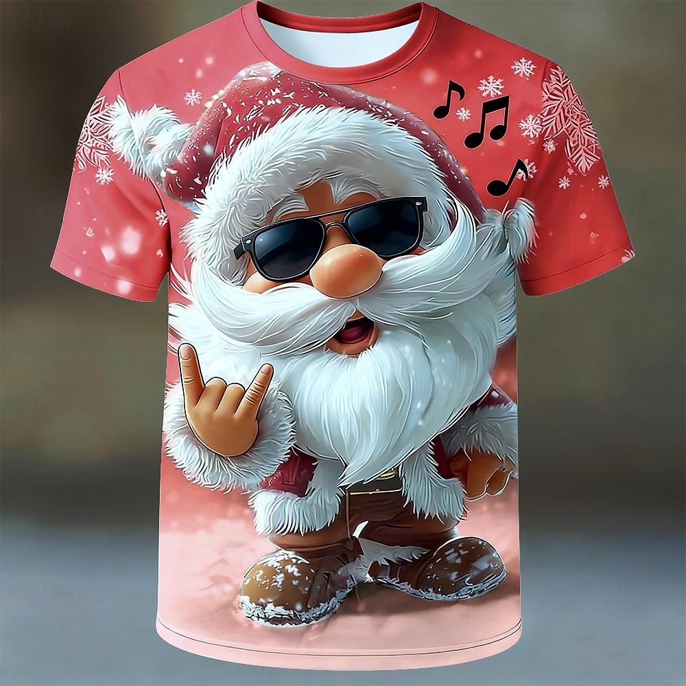 Summer Men's Santa 3D Printed Crew Neck T-Shirt