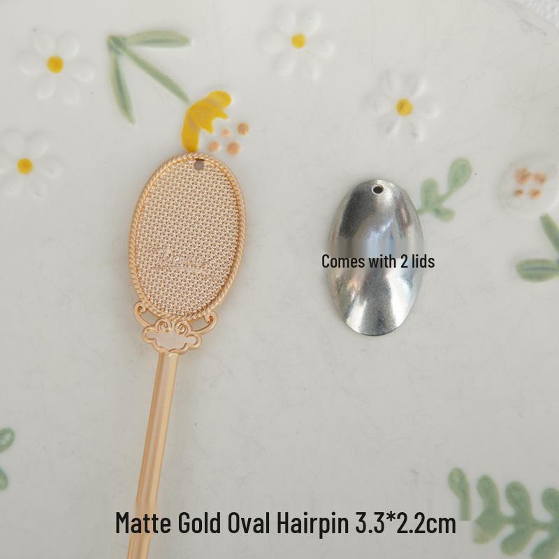 Handwoven Song Brocade Blue-Dyed Fabric Embroidery Cloth with Medium Hairpins - New Chinese Design, DIY Accessories, Double Lid