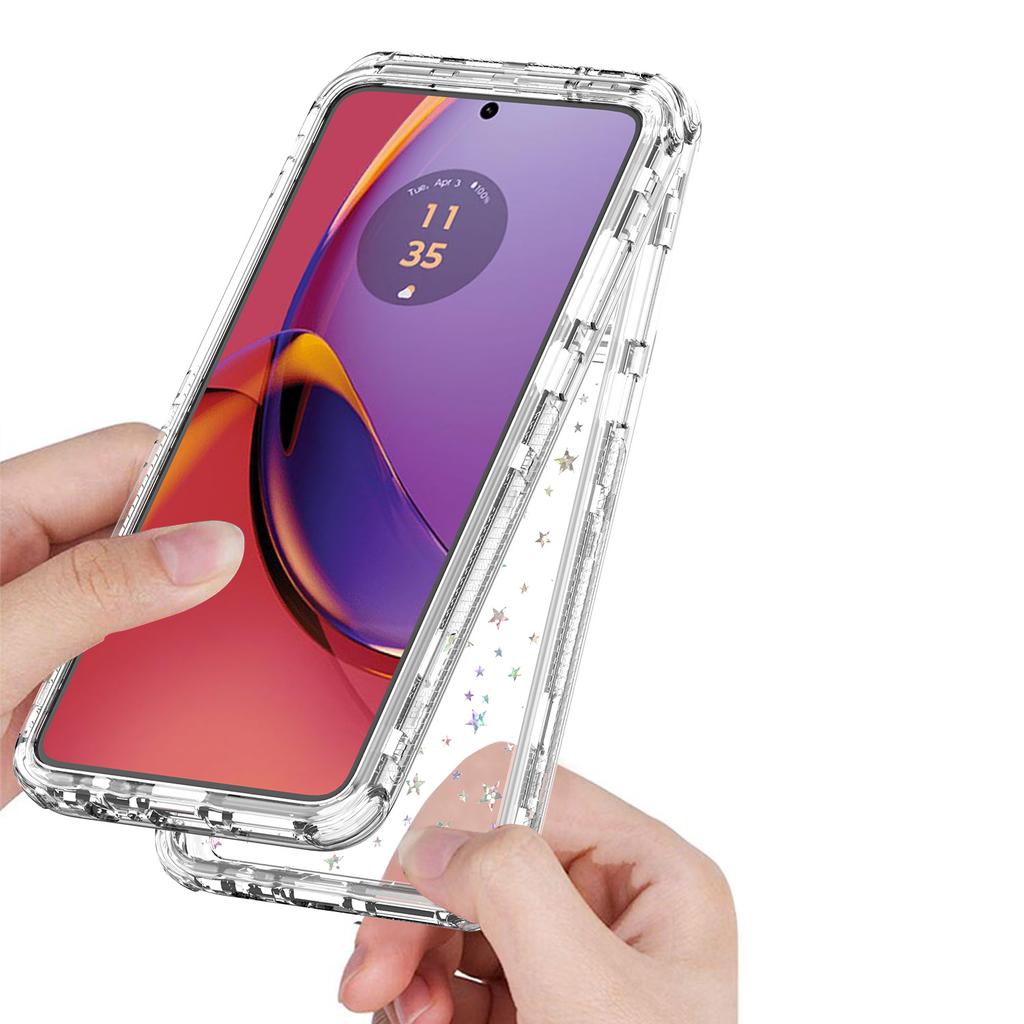 For Motorola Moto G84 5G Case Clear Acrylic TPU Hybrid Phone Cover with Laser-printed Film