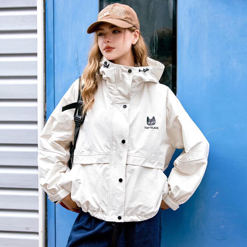 A02 Women's Autumn Loose Hooded Printed Jacket