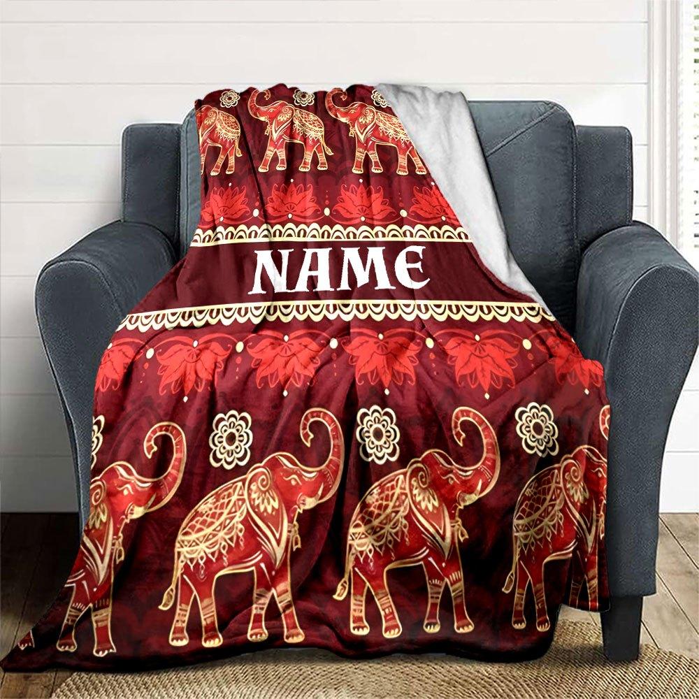 Exquisite Elephant Design Home Customize Your Name Blankets Soft Cozy And Lightweight For All Seasons Perfect For Picnics Sofa Relaxation Office