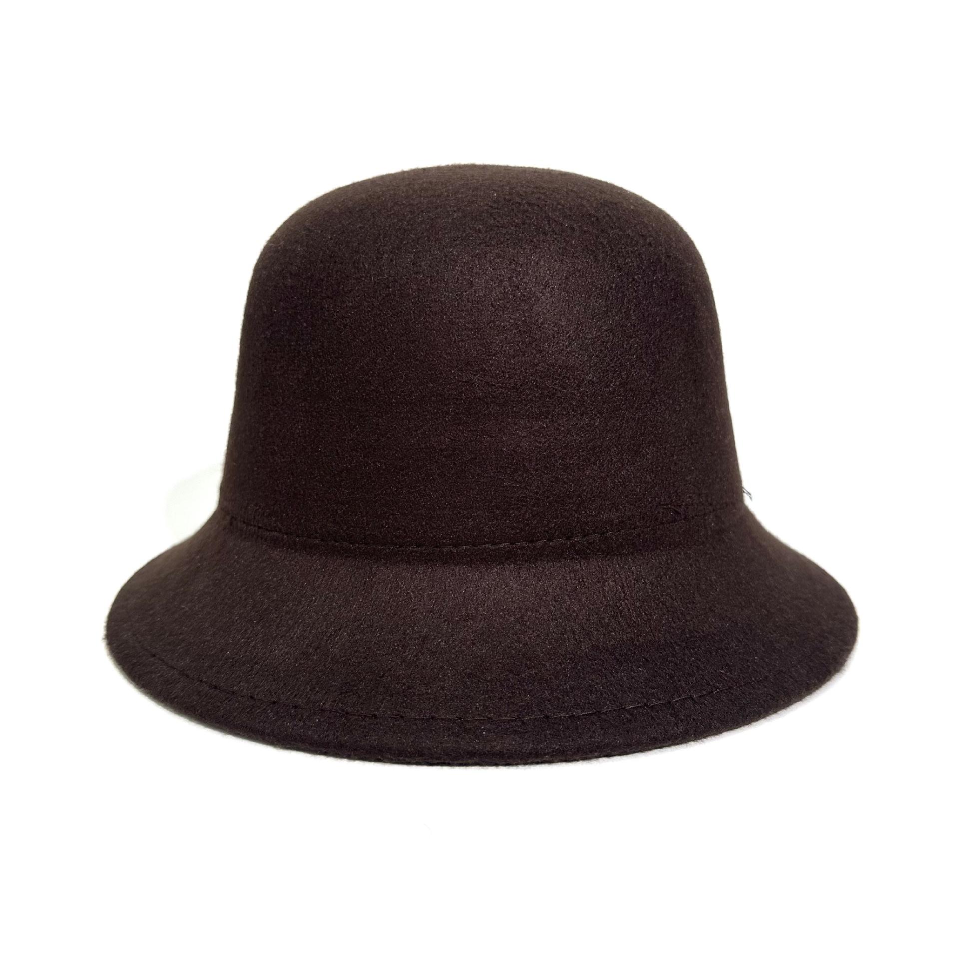 

Customizable Bucket Hat Women S Big Head Circumference Solid Color Versatile Face Small French Small Fragrant Hepburn Thermal Basin Hat M（56-58cm） темно-коричневого кольору