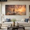 Jesus Walking On Water Canvas Poster - Minimalist Bohemian Bible Wall Art Suitable for Living Room Jesus Christ & Disciples On Calm Water