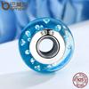 Bamoer 925 Sterling Silver Blue Effervescence, Clear CZ Murano Glass Beads Fit Bracelet Authentic
