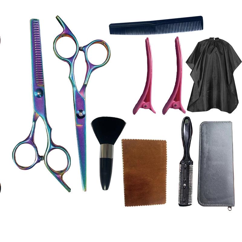 Black Gold Hairdressing & Pet Scissors Set - Serrated, Flat, Bangs, Oblique Tail.