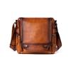 Whatna Antique-Style Tanned Natural Cowhide Leather Shoulder Bag for Men, Vertical Messenger Bag, Small Business Bag with 11 Pockets, Fits B5 and