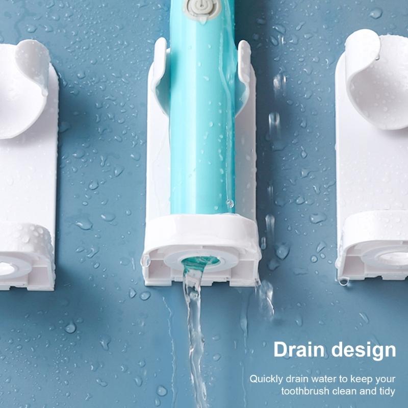 Bathroom Electric Toothbrush and Toothpaste Holder Storage Rack with Adhesive Mount ABS White Toothbrush Organizer