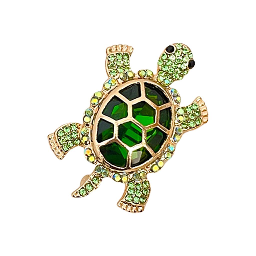 Spilla a forma di tartaruga con strass e chiusura sicura in lega ipoallergenica, spilla da bavero, gioiello per feste, viaggi, regali