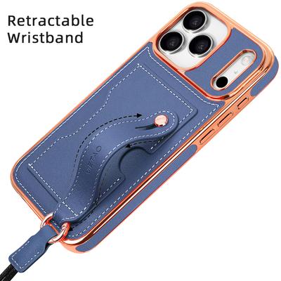 Phone Case with Kickstand and Card Slot Made of Faux Leather Design for IPhone 17 Pro Max/17 Pro/Air, Includes A Shoulder Strap