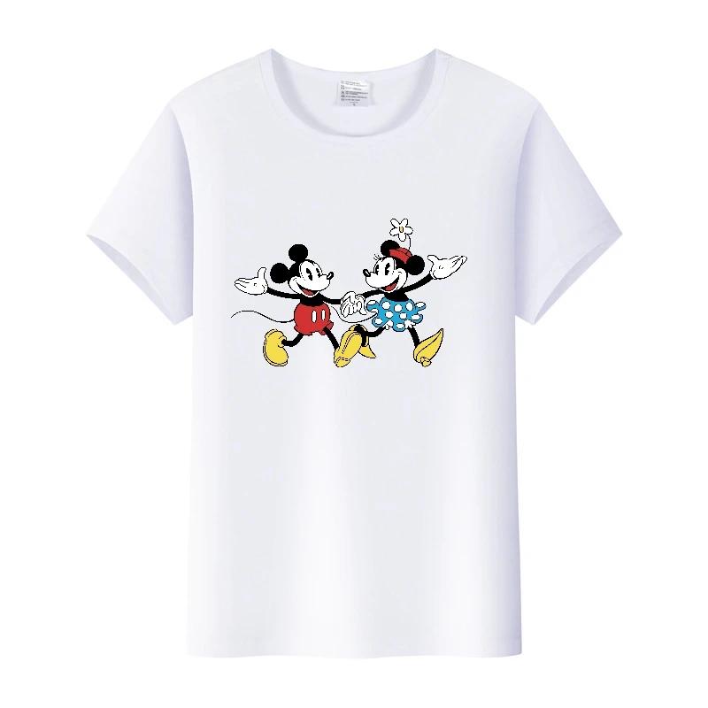 Fashion Disney Cartoon Men Tshirt Female Tops Summer Women Short Sleeve T-shirt Gothic Tee Ladies Mickey Mouse Graphic Clothes